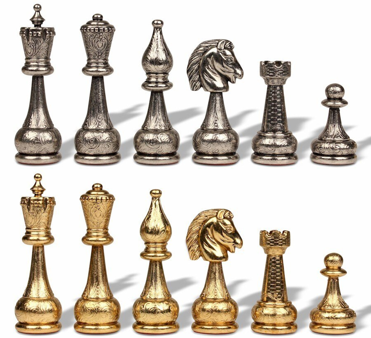 Large Arabesque Metal Classic Staunton Chess Set by Italfama