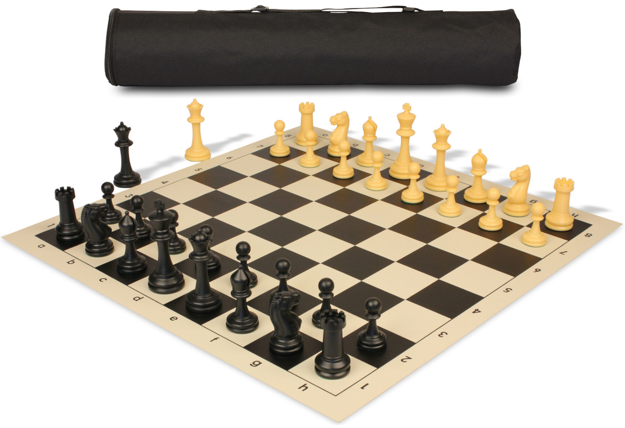 Archer's Bag Master Series Plastic Chess Set Black & Camel Pieces