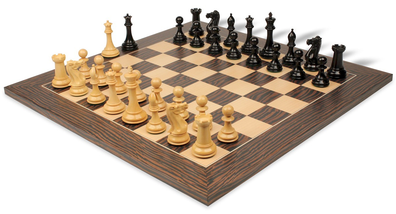 New Exclusive Staunton Chess Set Ebony & Boxwood Pieces with Deluxe Tiger  Ebony & Maple Board - 4