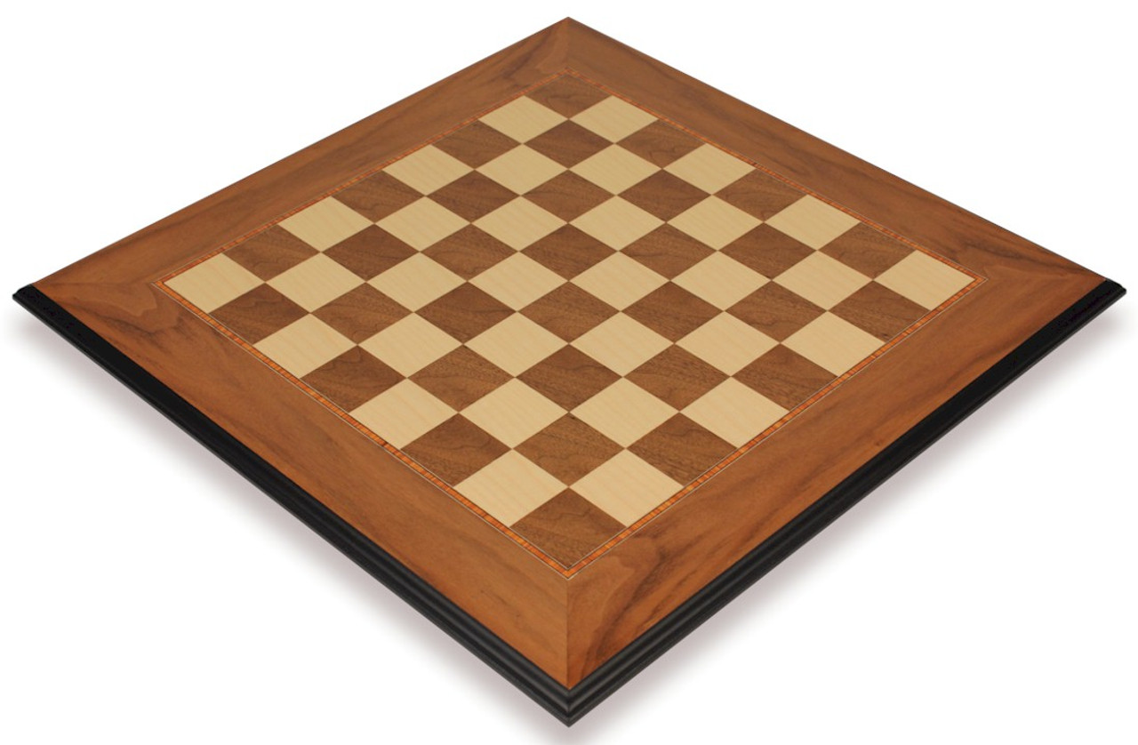 Sunrise Walnut & Maple Chess Board with Notation - 2 Squares 