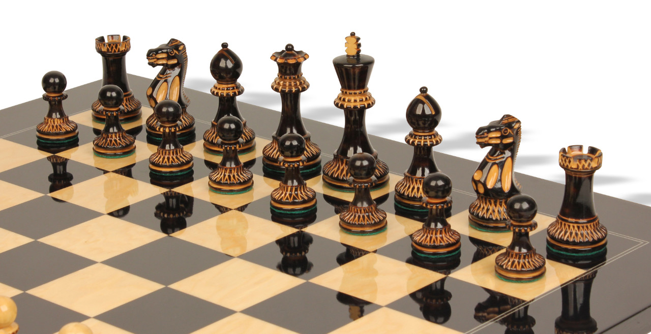 Parker Staunton Chess Set Burnt Boxwood Pieces with The Queen's Gambit Chess  Board - 3.75 King - The Chess Store