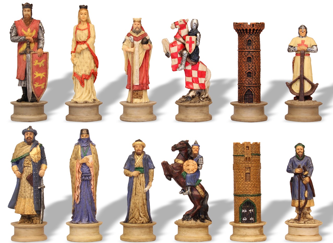 3.25 English vs Scottish Hand Painted Polystone Chess Pieces