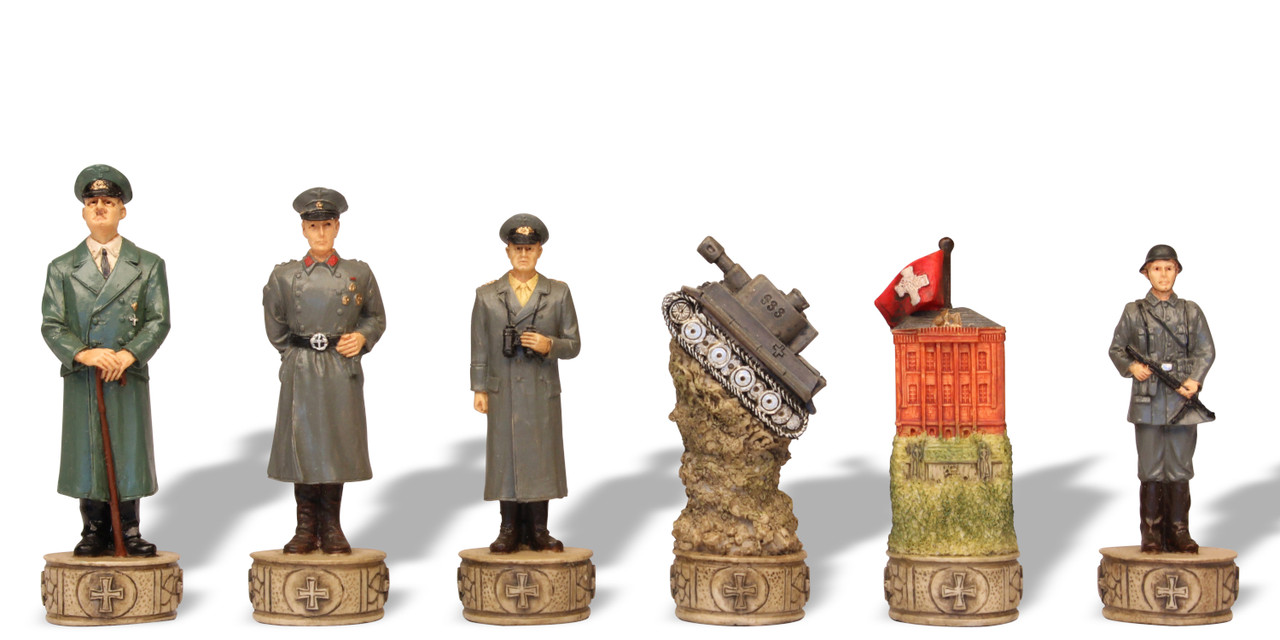 Hand Painted Resin WWII Chess Set