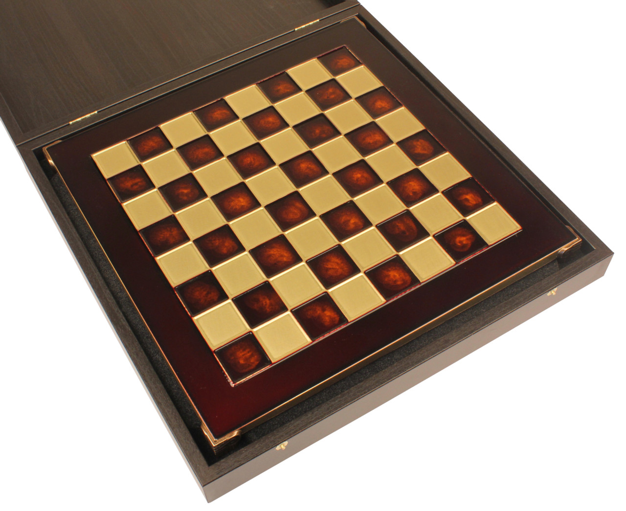 Brown chess Board Brass&Nickel Manopoulos Greek Mythology Chess Set 