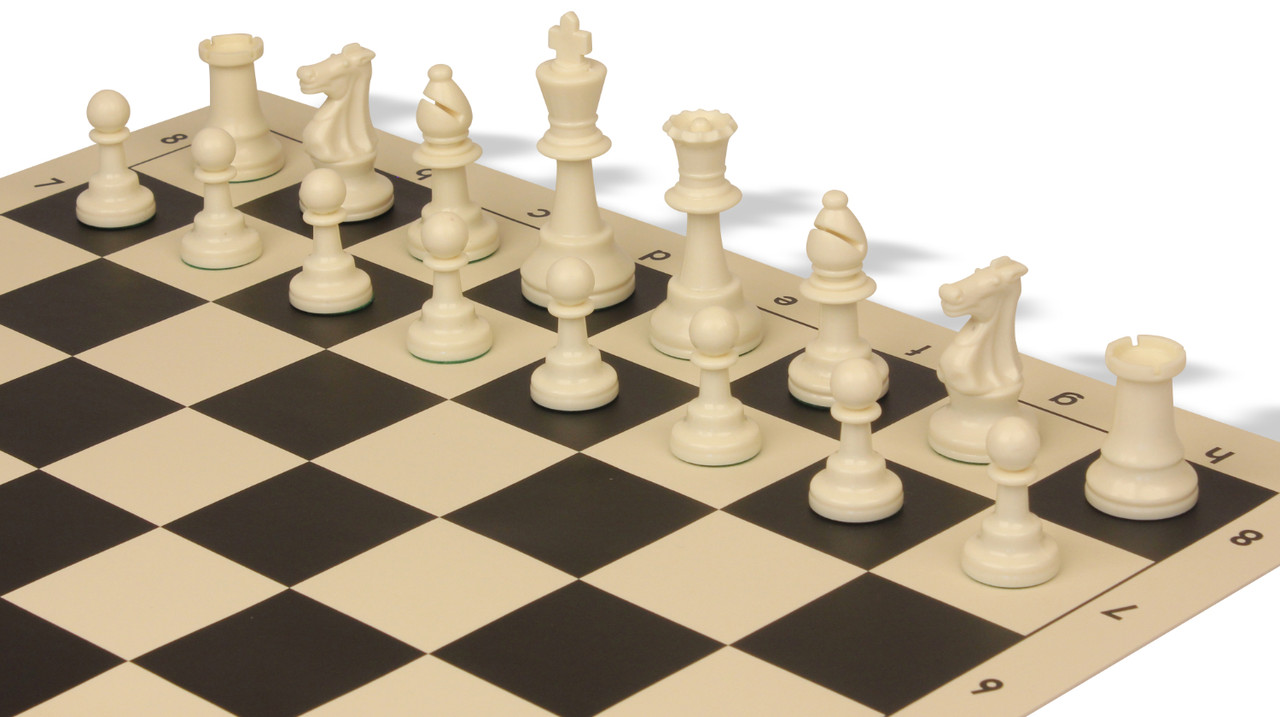 Standard Club Plastic Chess Set Black & Ivory Pieces - 3.75 King - The  Chess Store