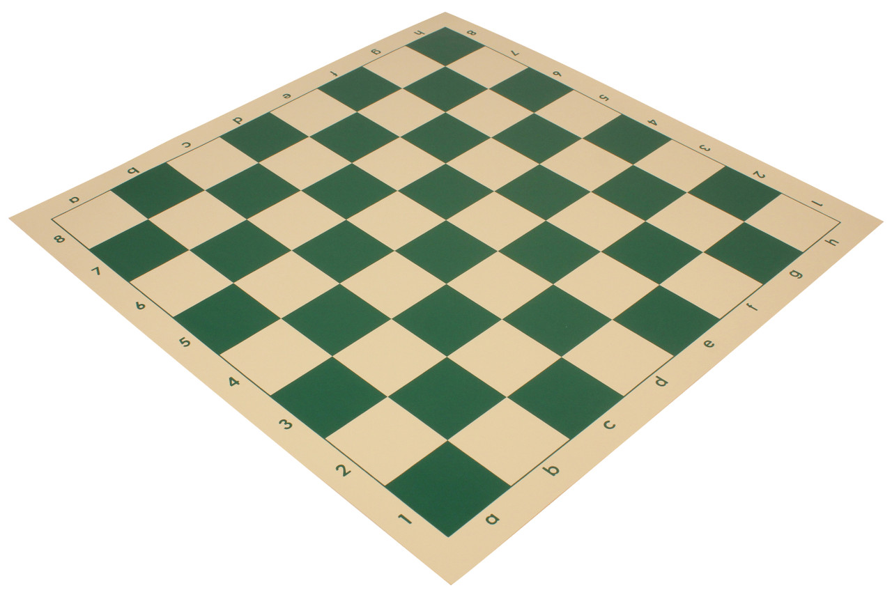 Club Vinyl Rollup Chess Board Green & Buff - 2.25 Squares - The Chess Store