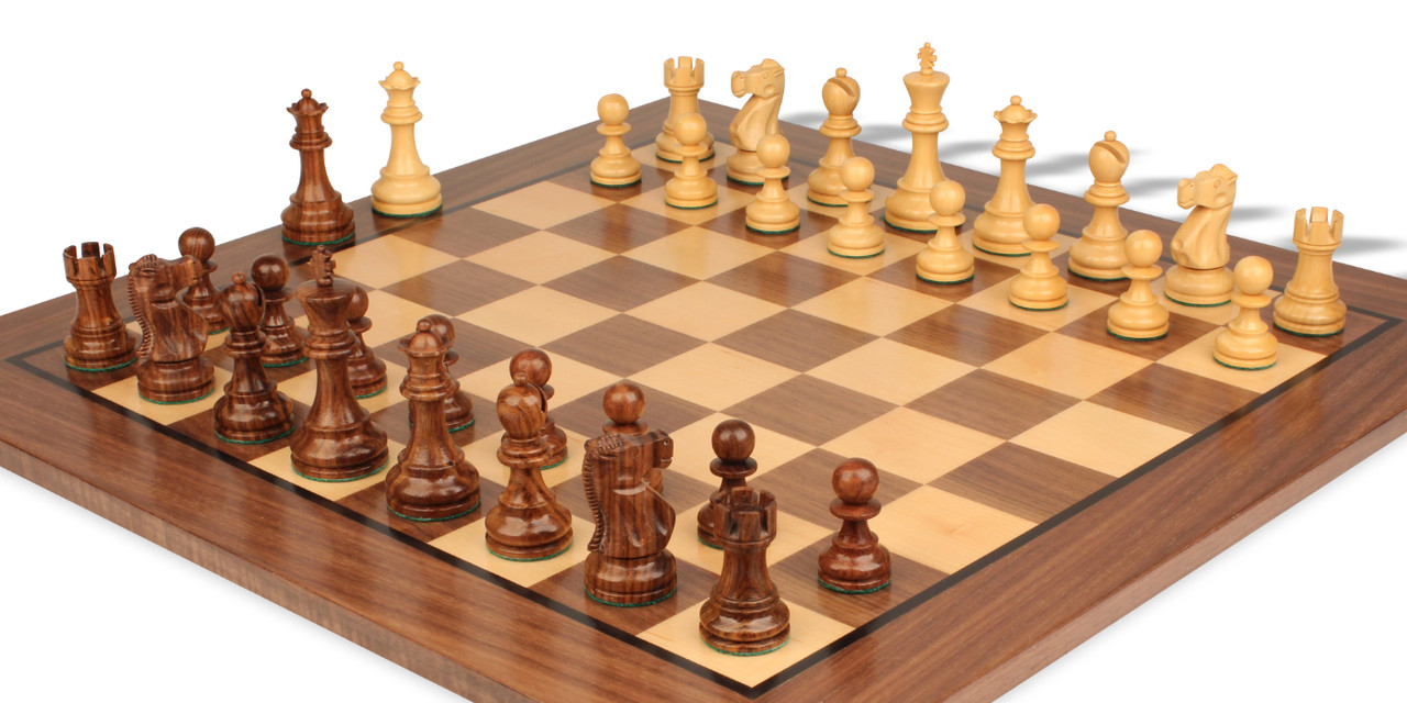  House of Chess - Grand Master Staunton Tournament Chess Set  Pieces - King Size: 3-3/4 (Broad Base) + 2 Extra Queens - Acacia  Wood/Boxwood : Toys & Games