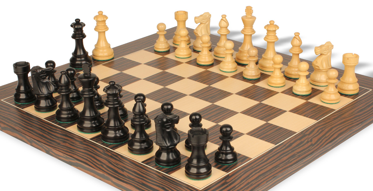 Chess French Lardy Staunton Chess Set Ebonized & Boxwood Pieces with