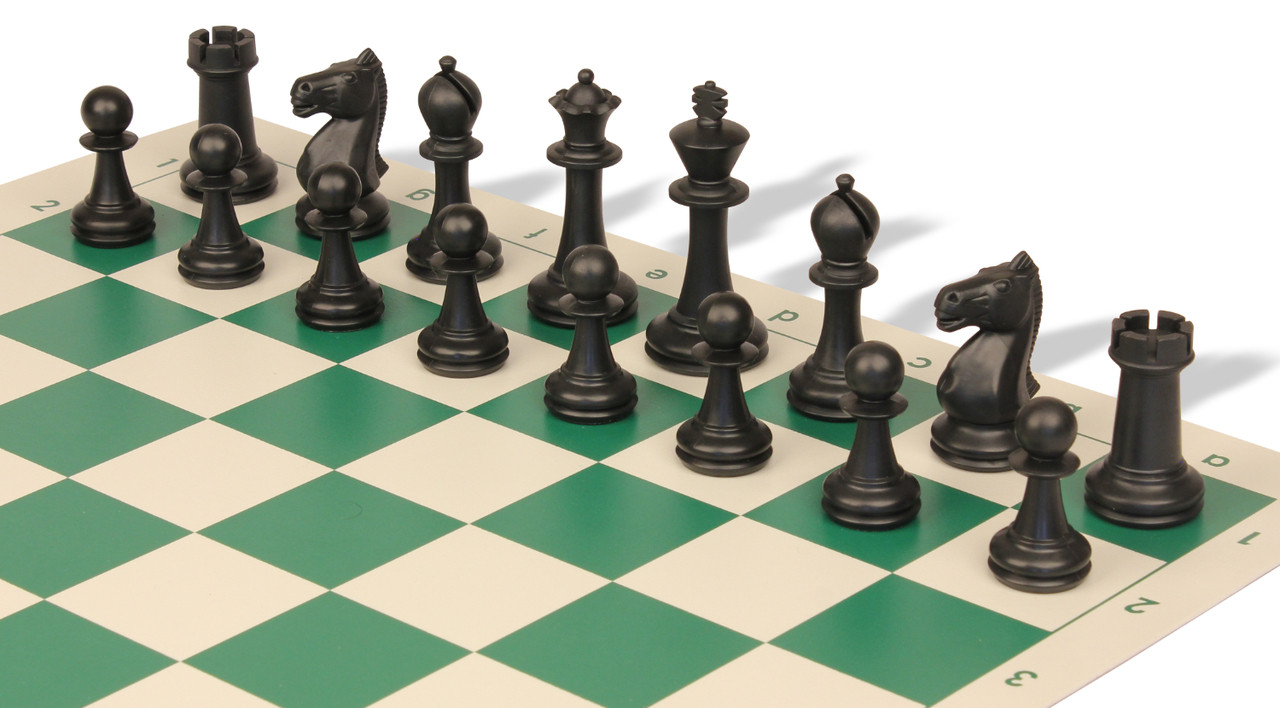 Park Game Series Plastic Chess Set Black & Sandal Pieces - 3.75