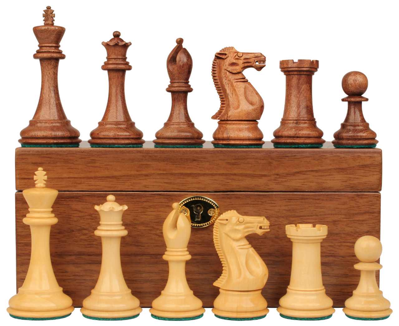 New Exclusive Staunton Chess Set Golden Rosewood & Boxwood