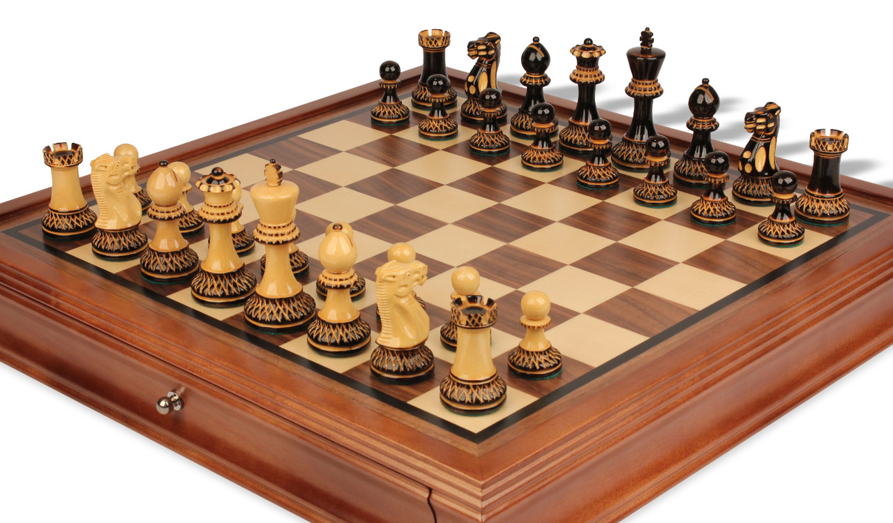 We Games French Staunton Chess Set - Weighted Pieces & Walnut Wood Board 19  In. 