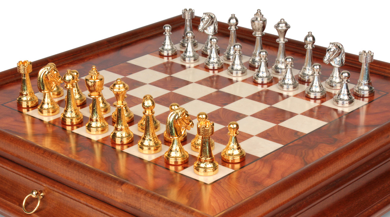 Parker Staunton Chess Set Burnt Boxwood Pieces with Black Ash Burl Chess  Board - 3.75 King