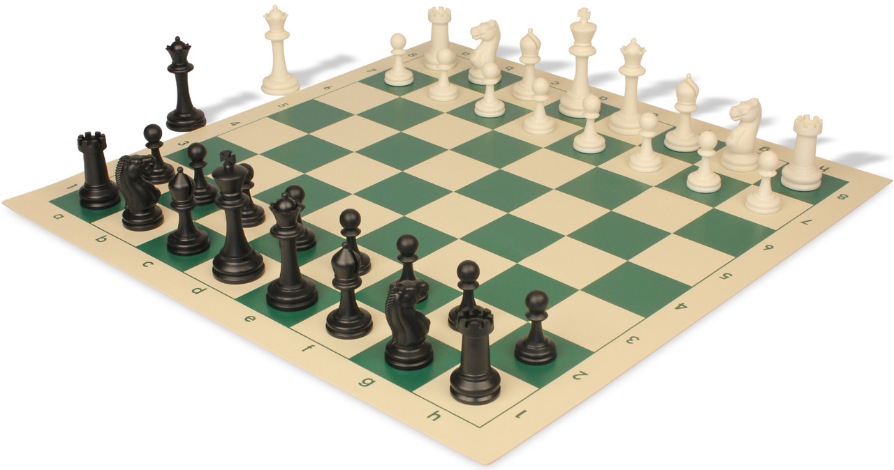 Master Series Triple Weighted Plastic Chess Set Black & Ivory