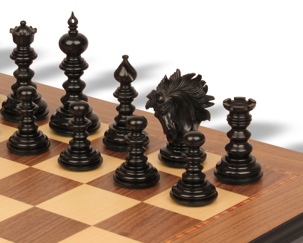 Strategos Staunton Chess Set Ebony & Boxwood Pieces with Walnut Molded ...