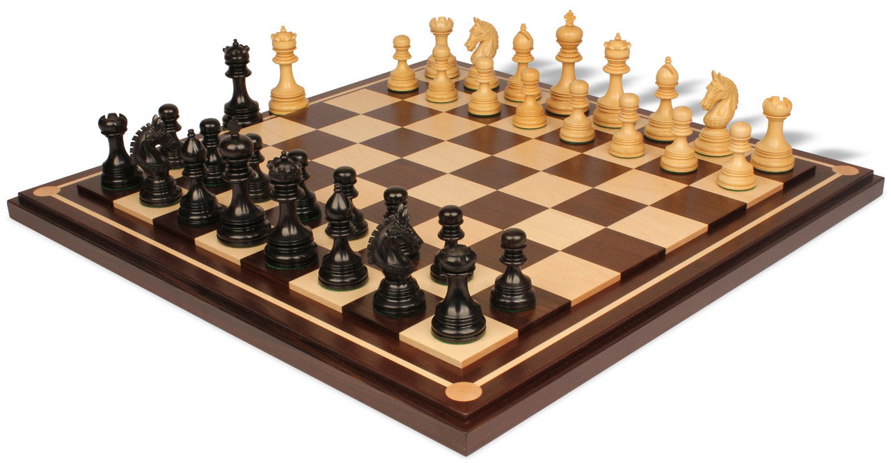 Chetak Series Chess Set - Ebony & Boxwood - Walnut Mission Craft