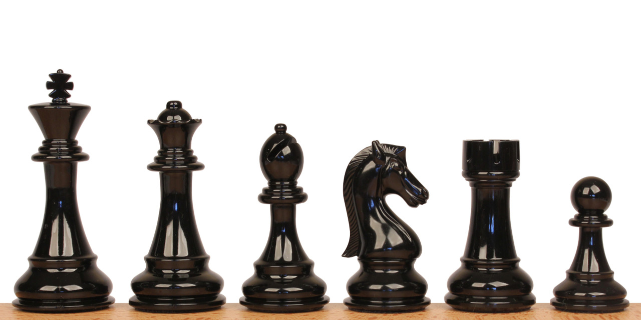 King's Knight Series Resin Chess Set with Black & Wood Grain