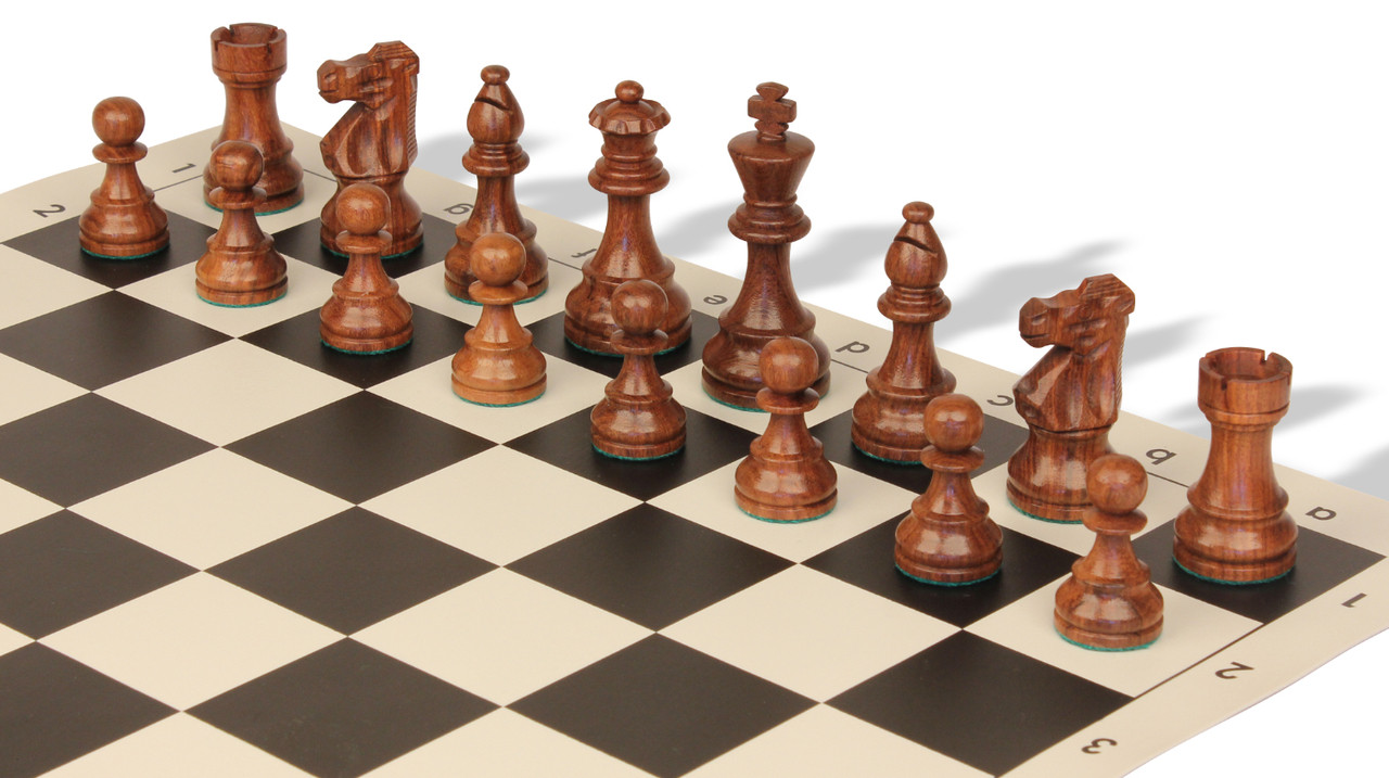 French Lardy Carry-All Chess Set Golden Rosewood & Boxwood Pieces - Black