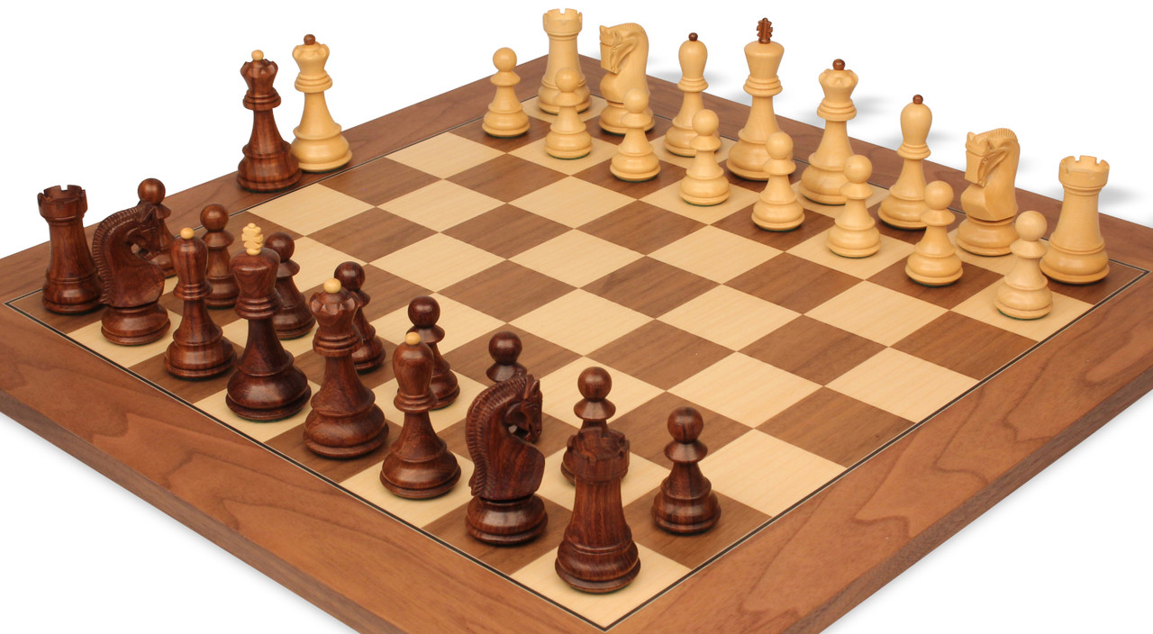 Zagreb Series Chess Set - Golden Rosewood & Boxwood Pieces