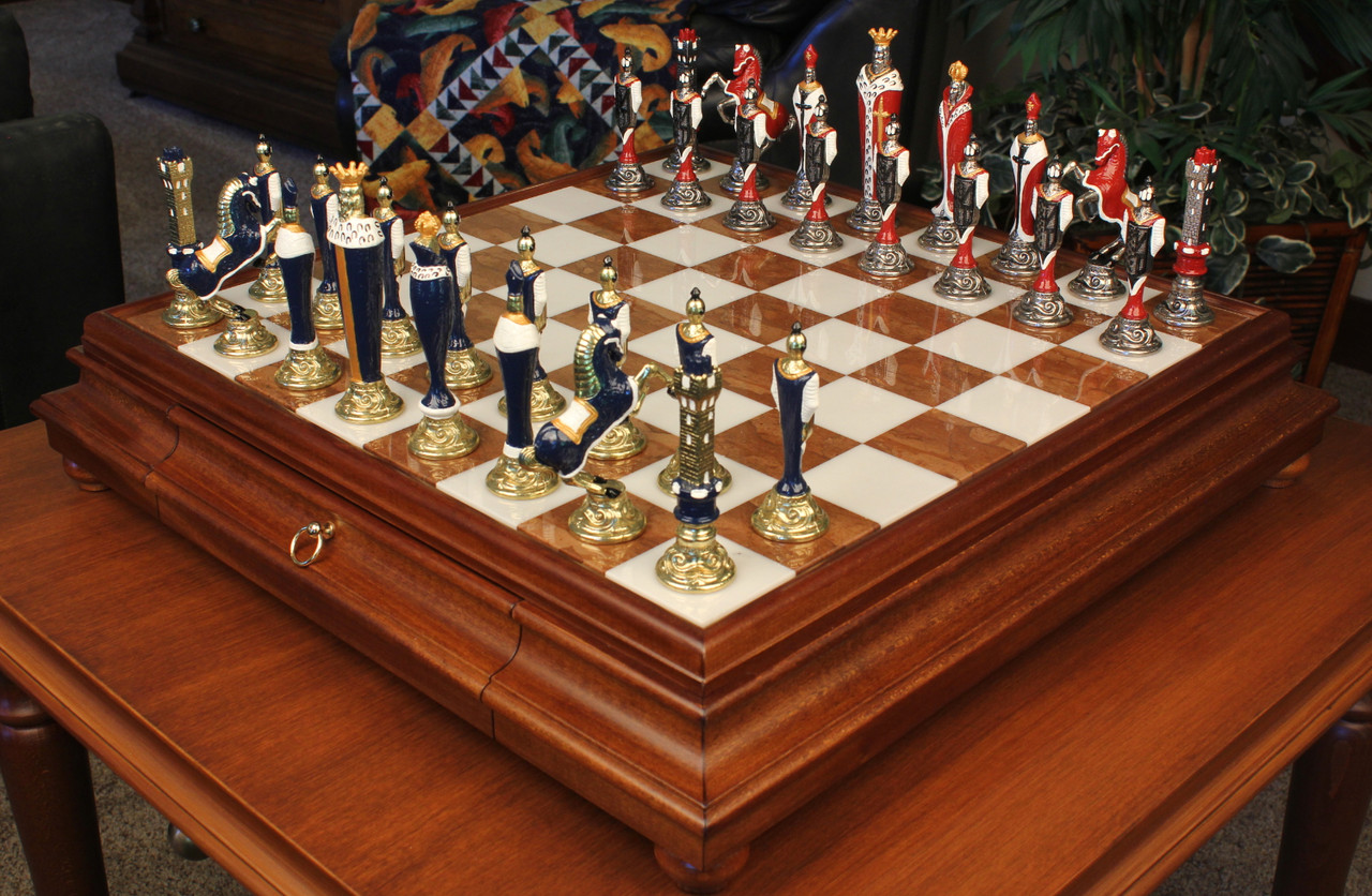 Italfama Renaissance Hand Painted Metal Chess Set with Tuscan