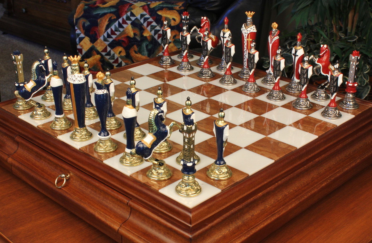 Italfama Renaissance Hand Painted Metal Chess Set with Tuscan