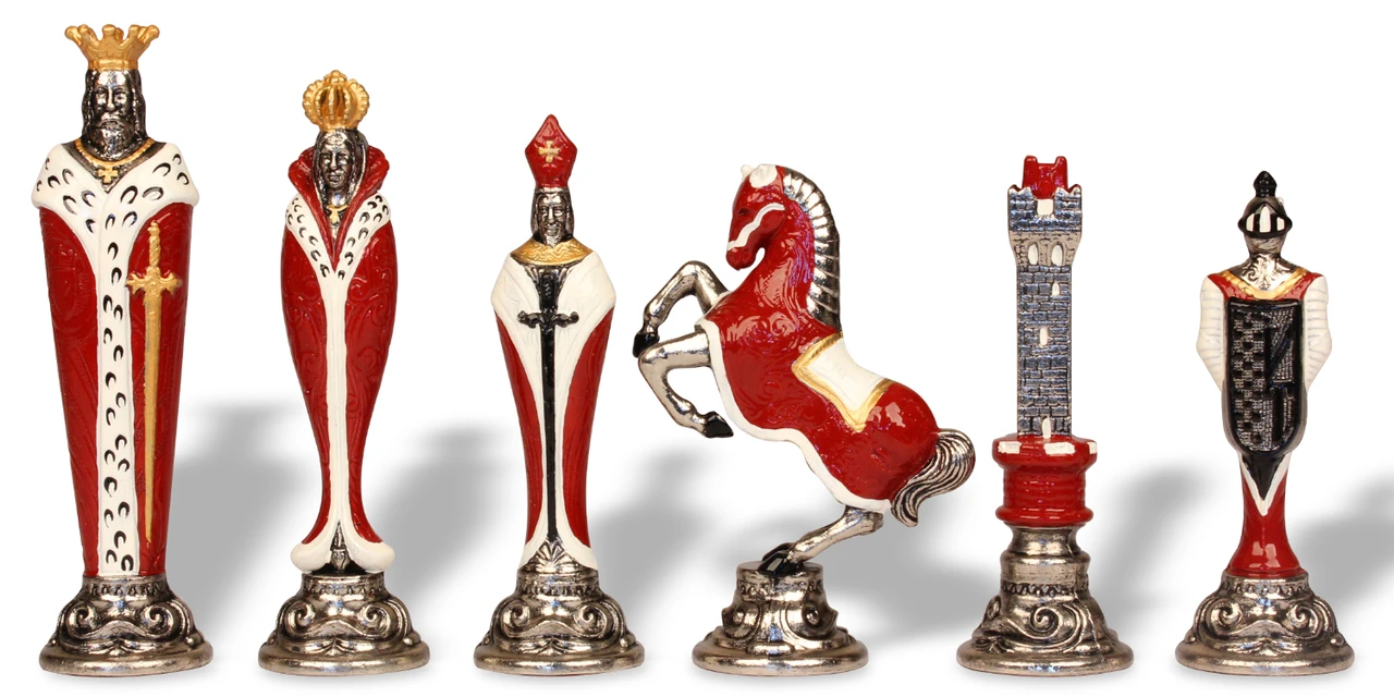 Italfama Renaissance Hand Painted Metal Chess Set with Tuscan