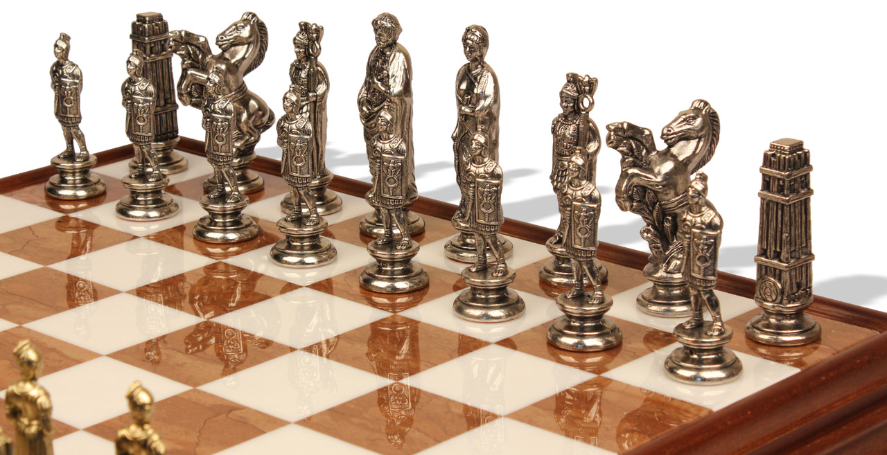 Italfama Caesar Theme Chess Set with Tuscan Marble & Wood Chess Case ...