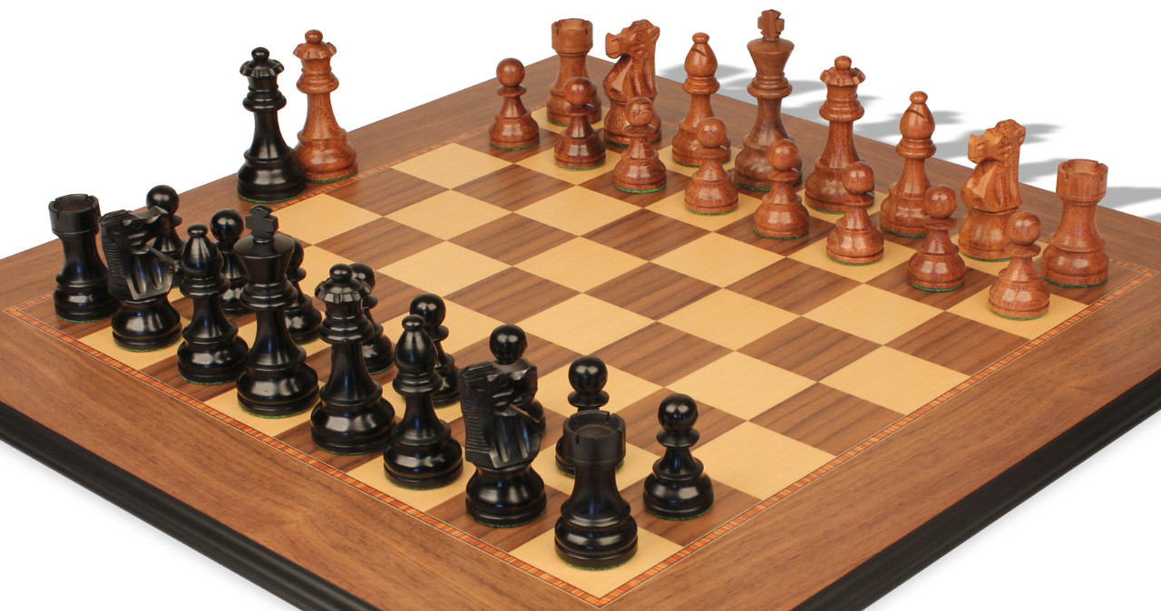 French Staunton Acacia/Boxwood 3 chess pieces - online chess shop