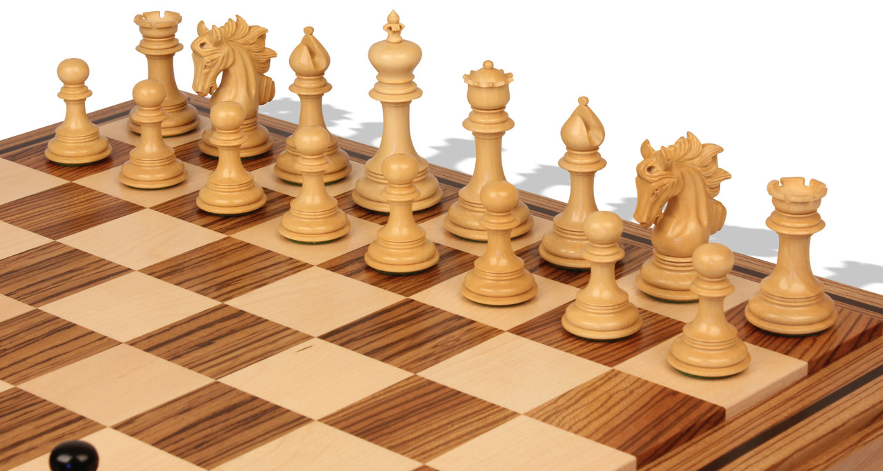 Classic Chess Board - Zebra & Natural Wood 15 in.