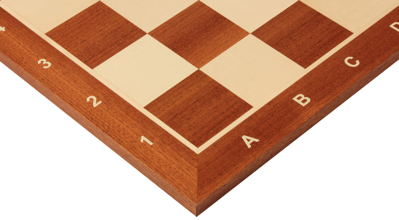 20 Standard Mahogany Chess Board with Coordinates - 55mm Square