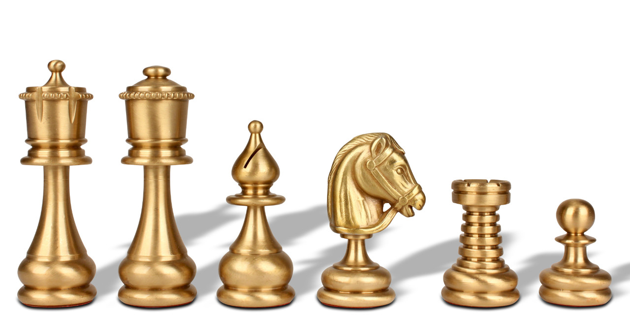 Brass Florentine Staunton Chessmen & Classic Pedestal Board Chess Set –  Fancy Chess