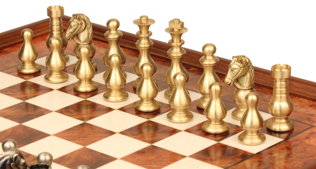 Classic French-Style Staunton Solid Brass Chess Set by Italfama