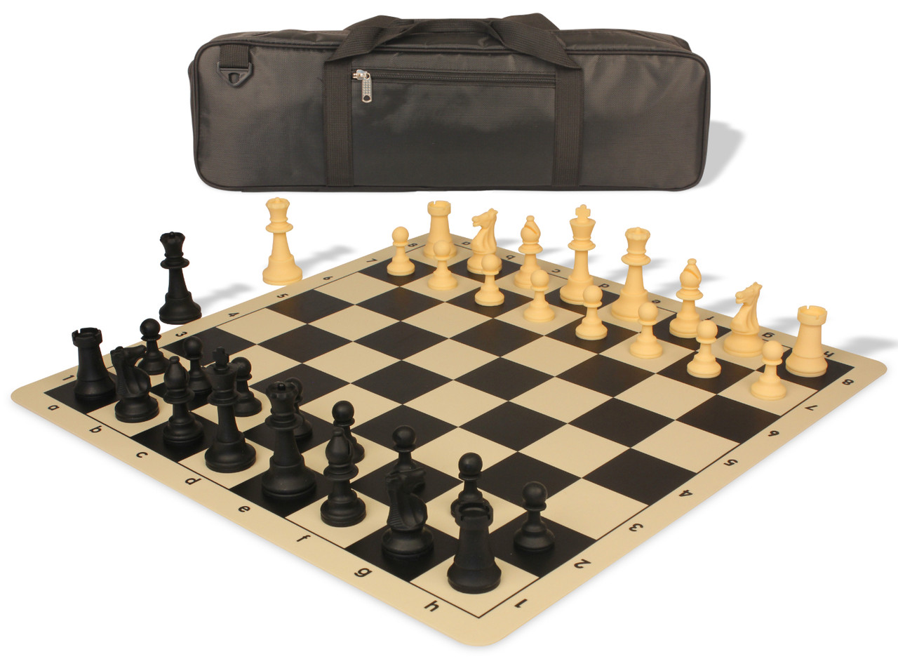 Basic Chess Set Combination with Silicone Chess Board and Single Weighted  Regulation Plastic Chess Pieces