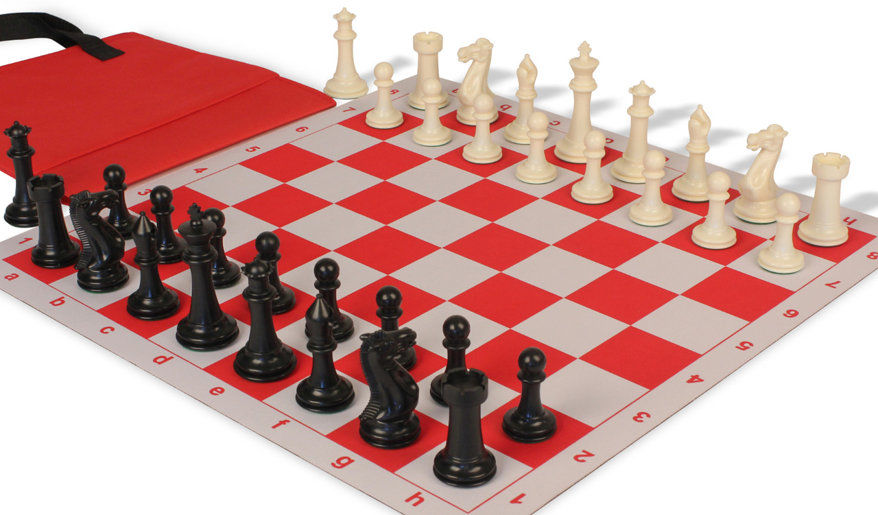 Executive Carry-All Plastic Chess Set Black & Ivory Pieces - Green