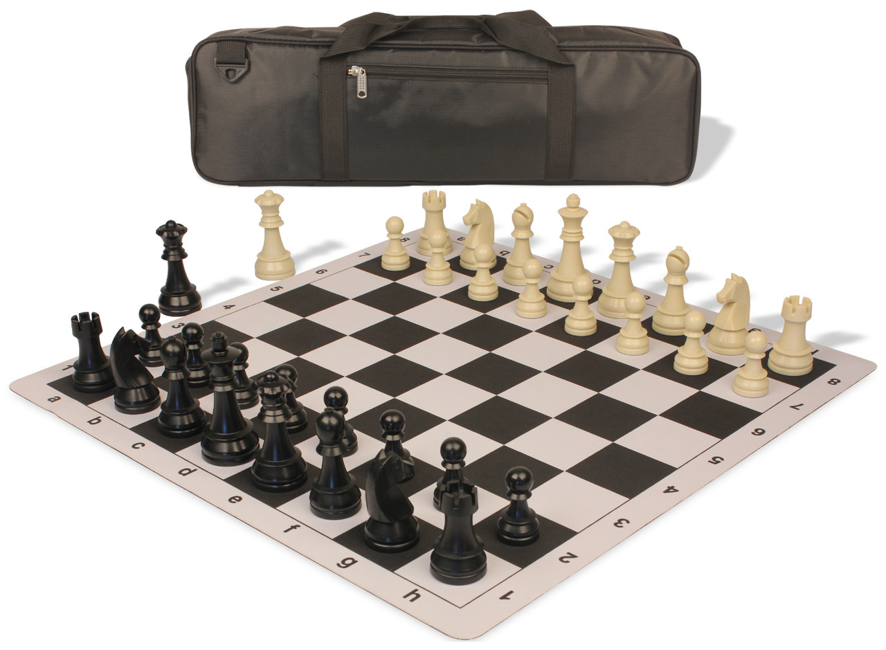 Tournament Special Carry-All Plastic Chess Set - Black & Aged