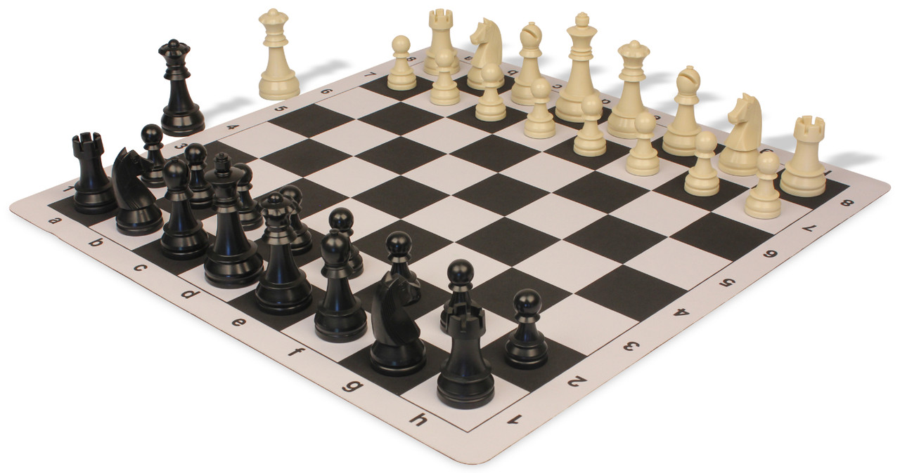 Tournament Special Carry-All Plastic Chess Set - Black & Aged