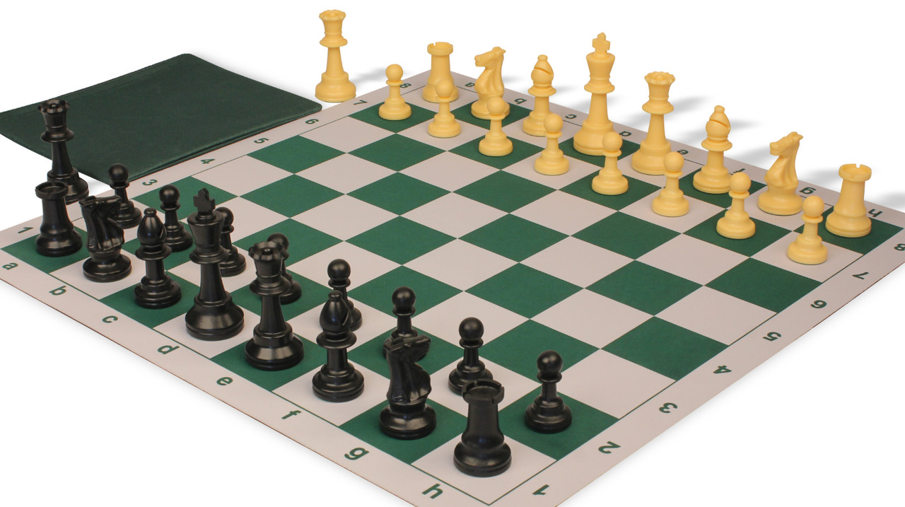 Weighted Standard Club Classroom Plastic Chess Set Black & Camel