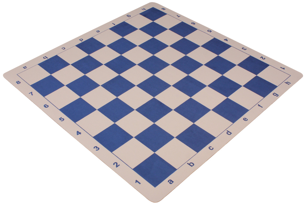 Executive Plastic Chess Set Black & Ivory Pieces with Vinyl Roll-up Board -  Blue - The Chess Store