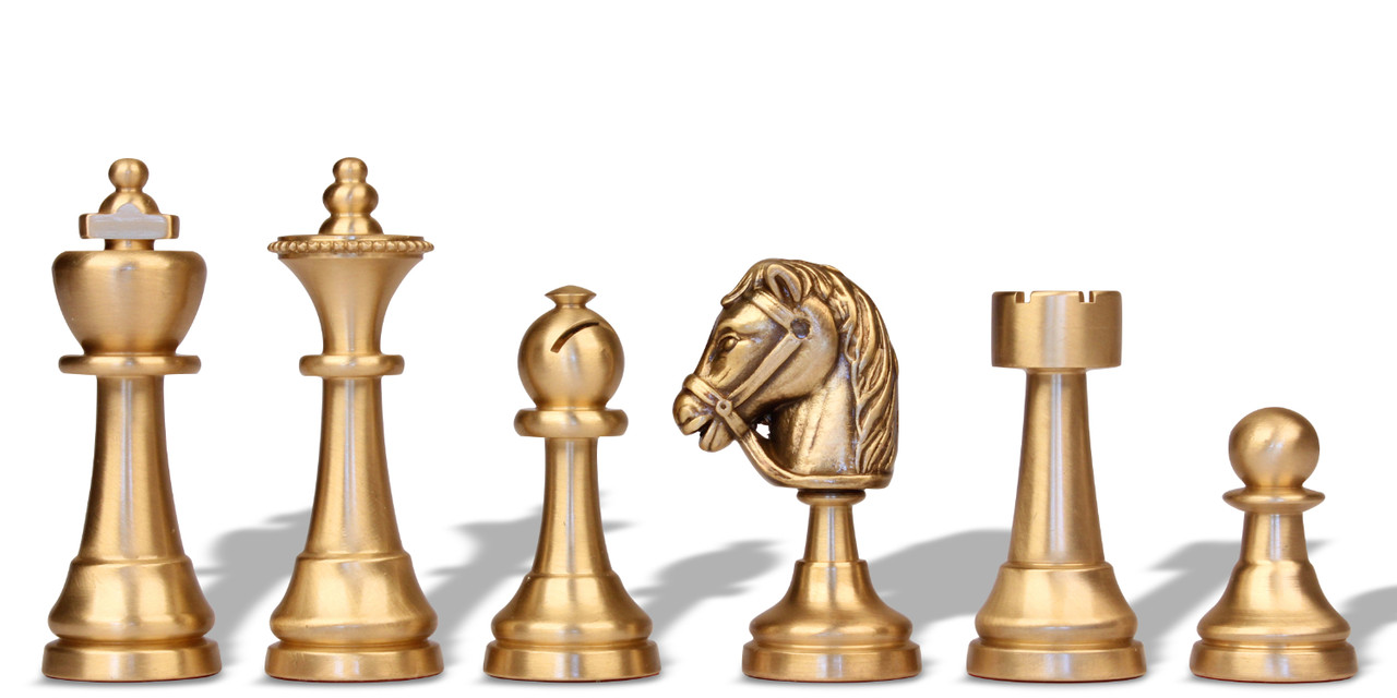 Black,Golden & Silver Brass Royal Chess Pieces Set with Board