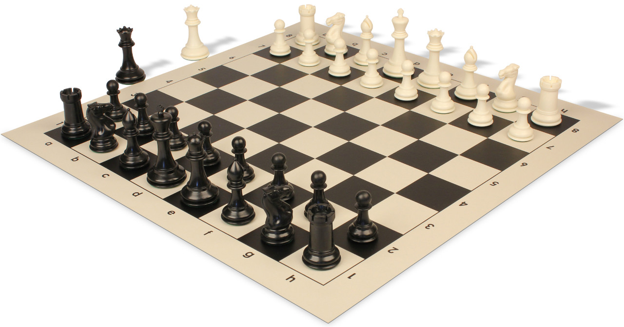 グランドアーカイブ - PTM Chessman set Conqueror Carry-All Plastic Chess Set Black & Ivory Pieces - Black