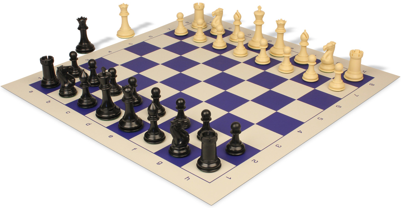 Conqueror Carry-All Plastic Chess Set Black & Ivory Pieces - Black