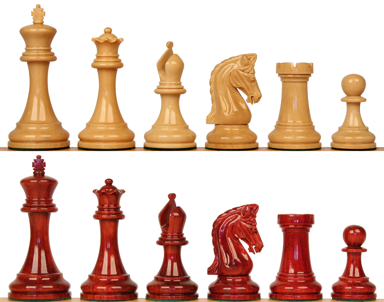 Chess Set – Deluxe Old Club – Padauk – 3.75” King – The Chess Store