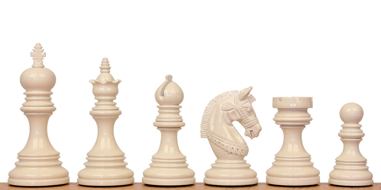 4.6″ Antique Pre-Staunton English Chess Set - Camel Bone- Ivory White