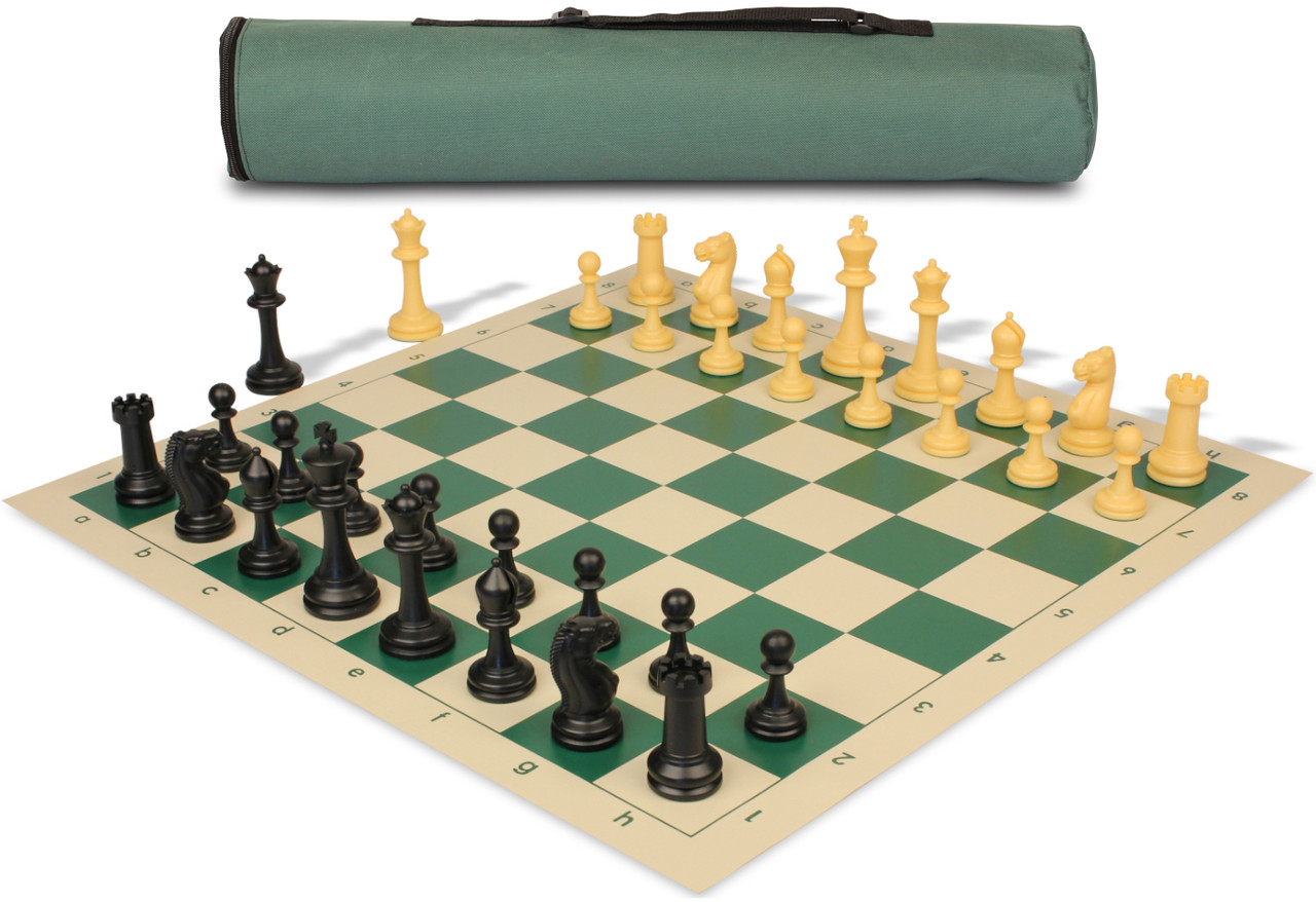 Archer's Bag Master Series Plastic Chess Set Black & Camel Pieces