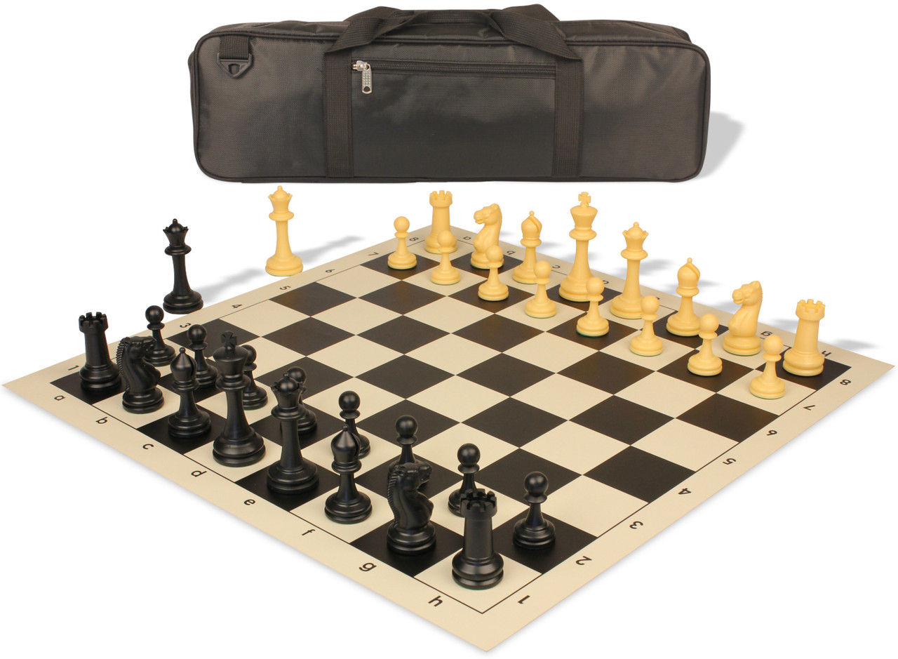 Master Series Carry-All Plastic Chess Set Black & Camel Pieces