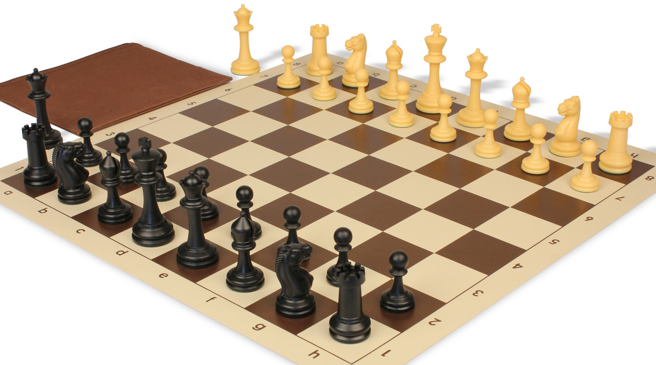 Master Series Classroom Plastic Chess Set Black & Camel Pieces
