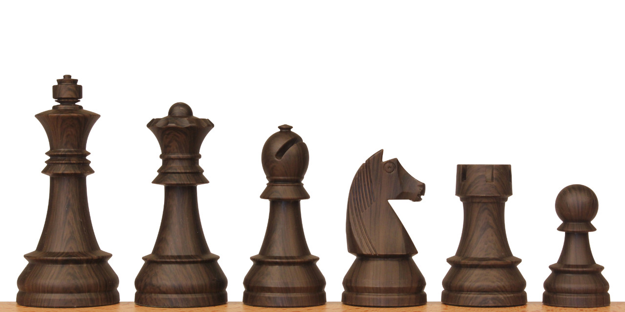 German Knight Plastic Chess Set Brown & Natural Wood Grain Pieces