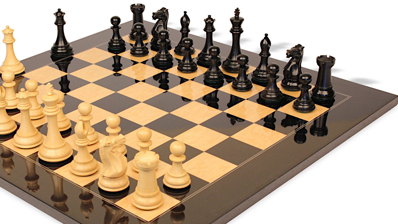 King's Crown Series Chess set , Boxwood & Ebony , 4.25 King with 2.25  Royal Castle chess board