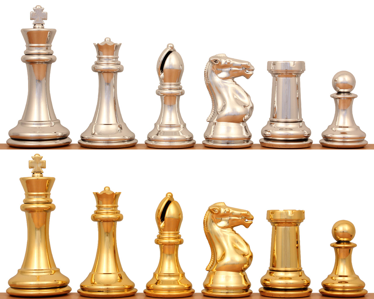 Large Napoleon Theme Chess Set with Brass & Nickel Pieces by Italfama