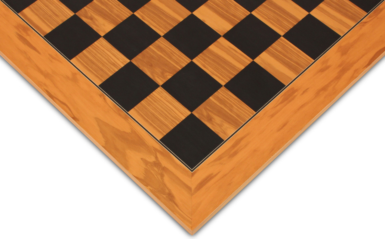 Olive Wood & Black Deluxe Chess Board 1.75