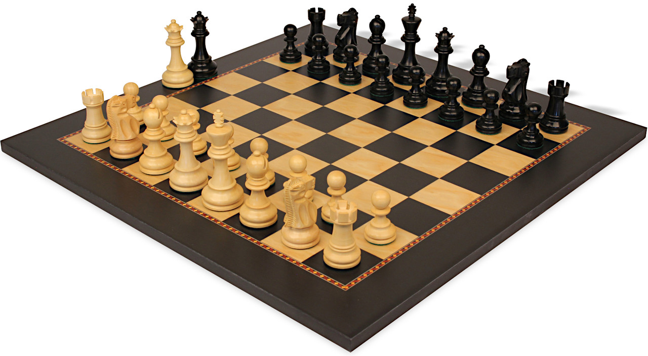 Deluxe Old Club Series Chess Set - Ebony & Boxwood Pieces